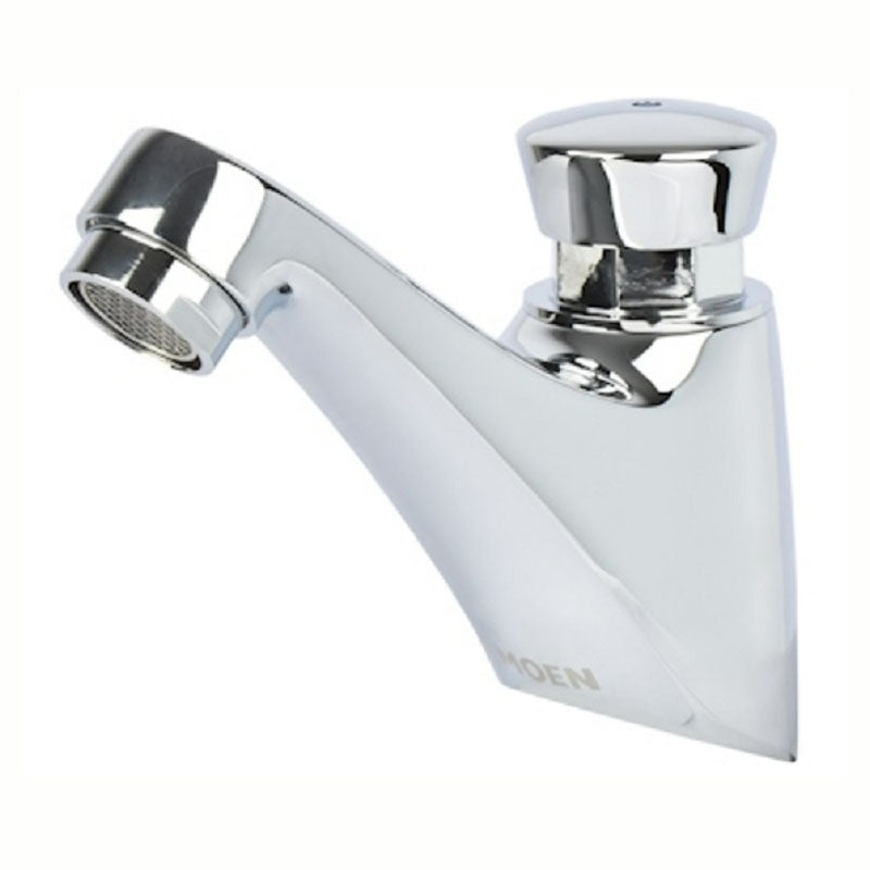 Chrome low-neck push-button basin faucet