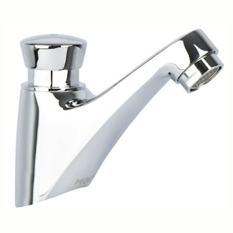 Grifo lavamanos de push cuello bajo cromado
