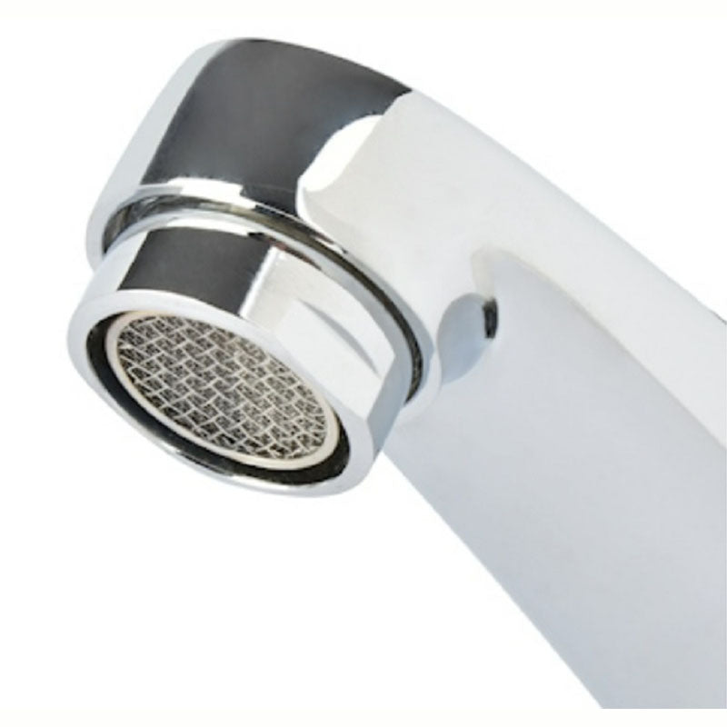Chrome low-neck push-button basin faucet