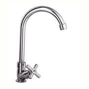 Single-lever high-neck bathroom faucet, satin silver finish