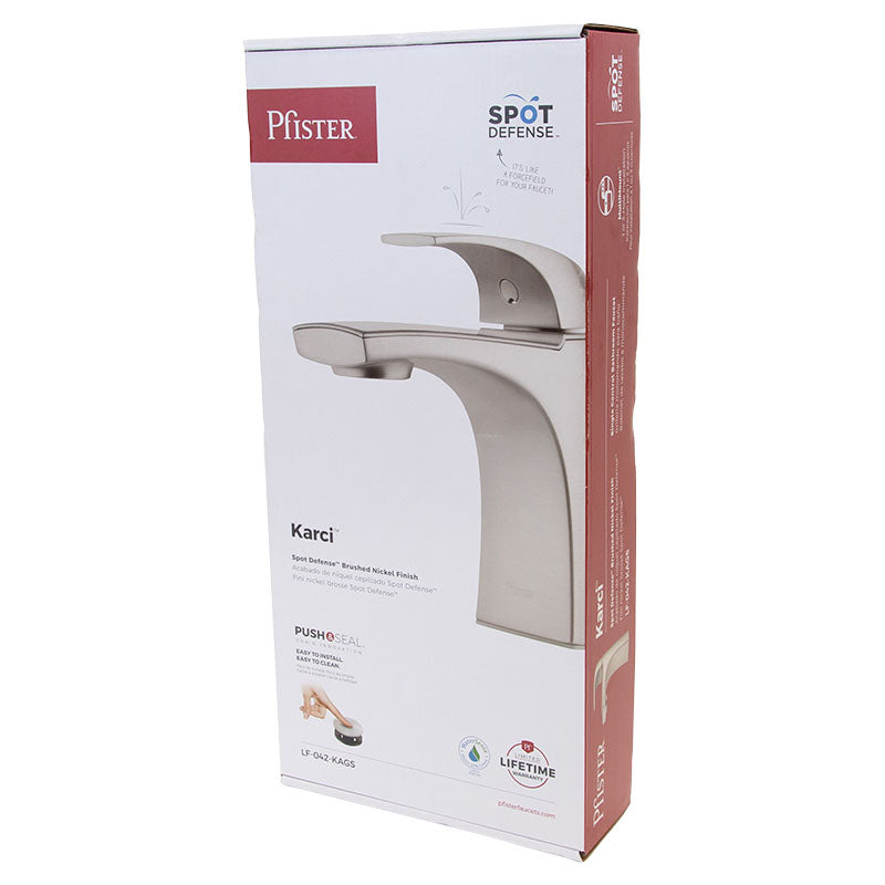 Karci Spot Defense Single-Handle Low Arc Bathroom Faucet in Brushed Nickel