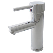 Single-lever low-spout polished lever basin mixer
