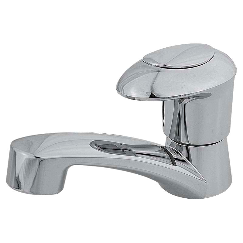 Chrome bathroom sink faucet, low-neck, single-lever