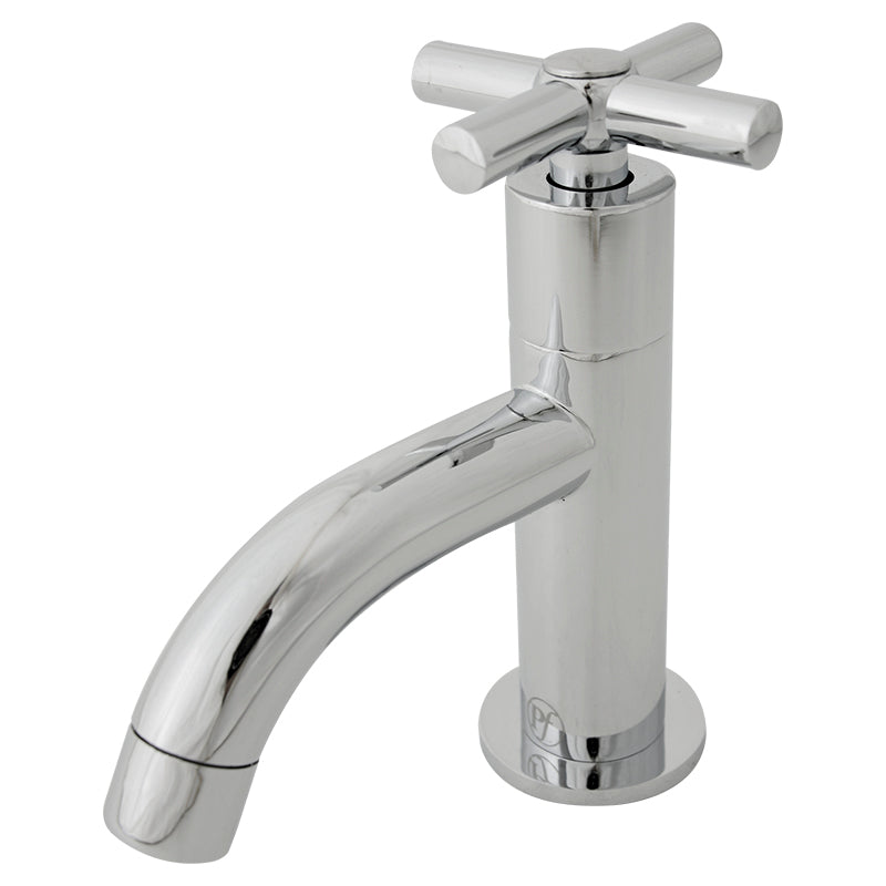 Cross polished chrome low-spout single-lever basin mixer tap