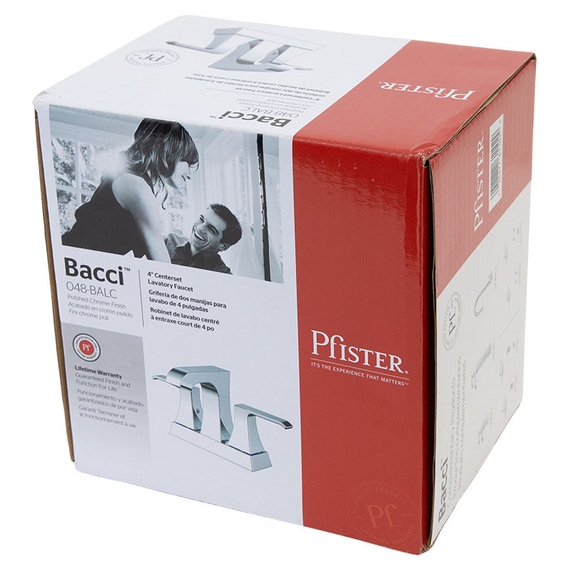 Bacci 4" low-arc two-handle polished chrome lavatory faucet