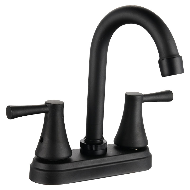 Grifo lavamanos 4" cuello alto curvo negro mate
