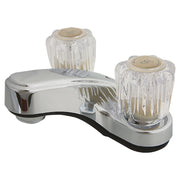 4" chrome low-neck knob handle bathroom faucet