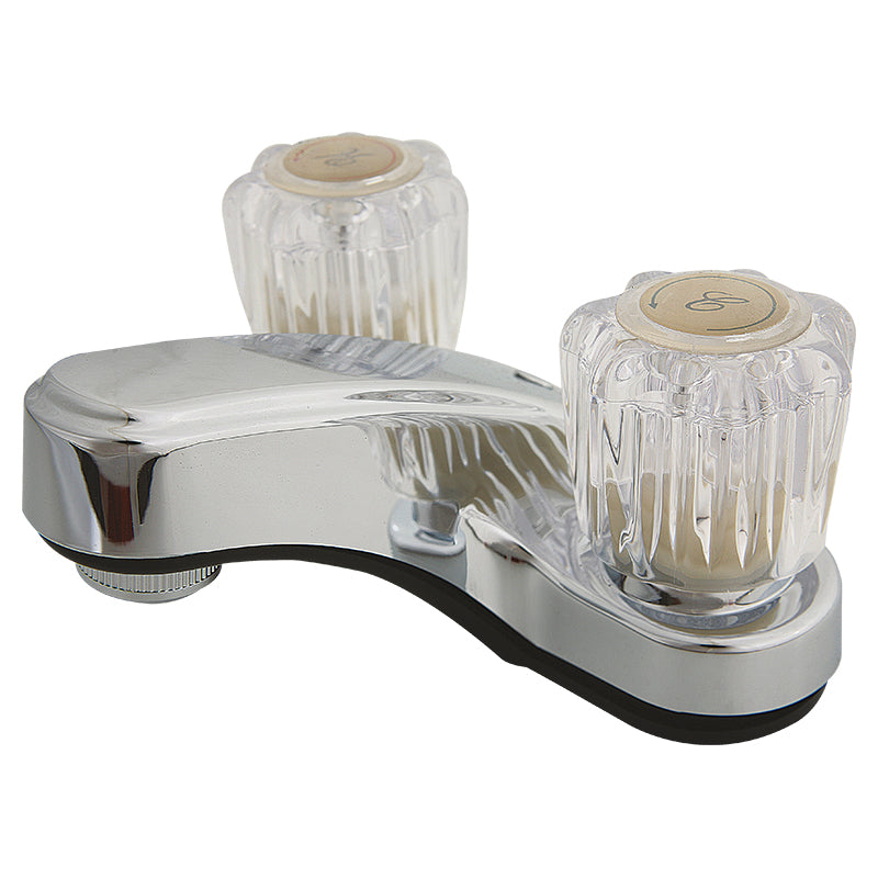 4" chrome low-neck knob handle bathroom faucet