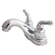 4" polished low-spout lavatory faucet with lever handle