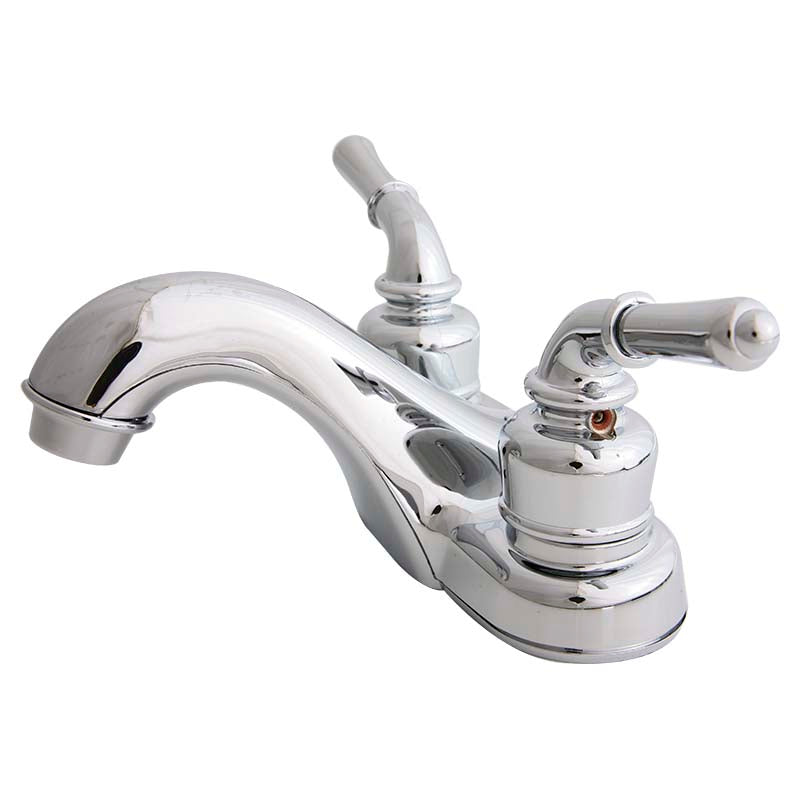 4" polished low-spout lavatory faucet with lever handle