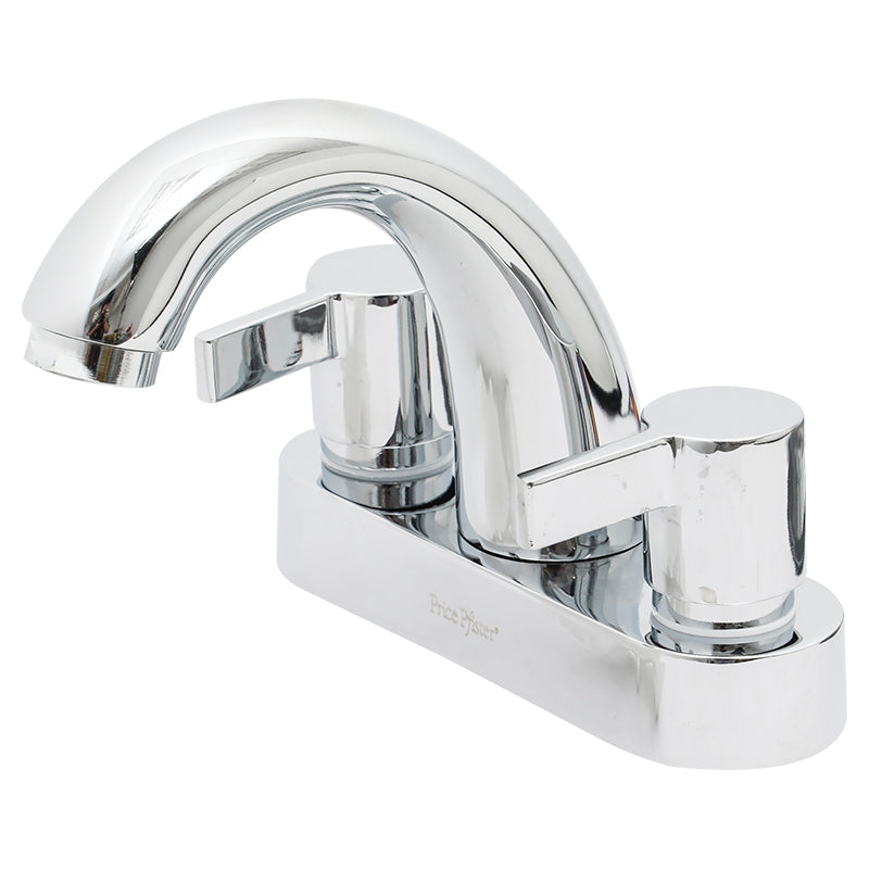 4" low-spout two-handle lavatory faucet, Quadrado polished chrome