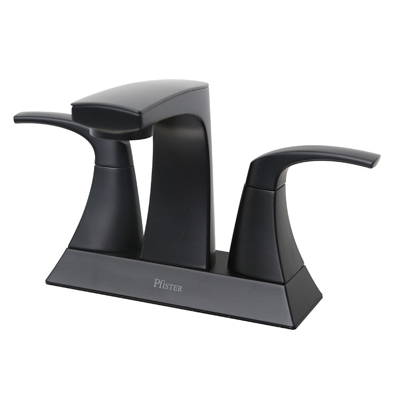 Grifo lavamanos 4" cuello bajo Karci negro mate dos mandos