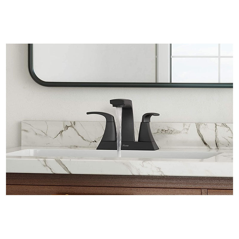 Grifo lavamanos 4" cuello bajo Karci negro mate dos mandos