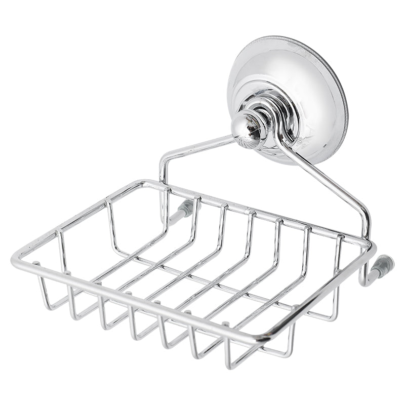 Chrome 1-Tier Metal Suction Soap Dish 12 x 7 x 9 cm