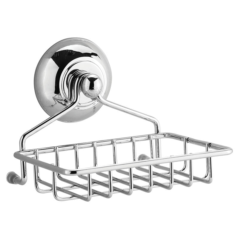 Chrome 1-Tier Metal Suction Soap Dish 12 x 7 x 9 cm