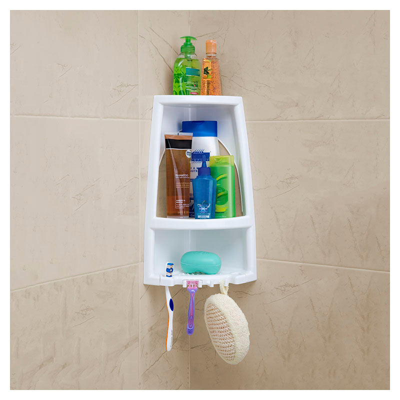 Organizador de ducha esquinero plástico 2 niveles 40 x 24 x 17 cm
