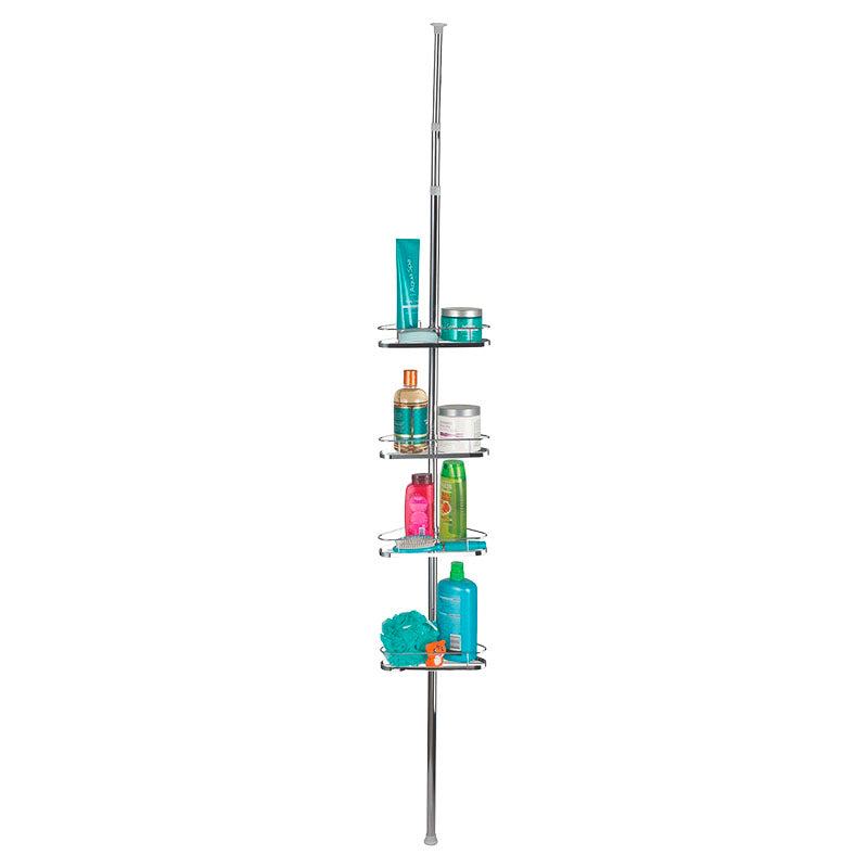 Organizador de ducha esquinero ajustable metálico 4 niveles cromado 28,5 x 20 x 250 cm
