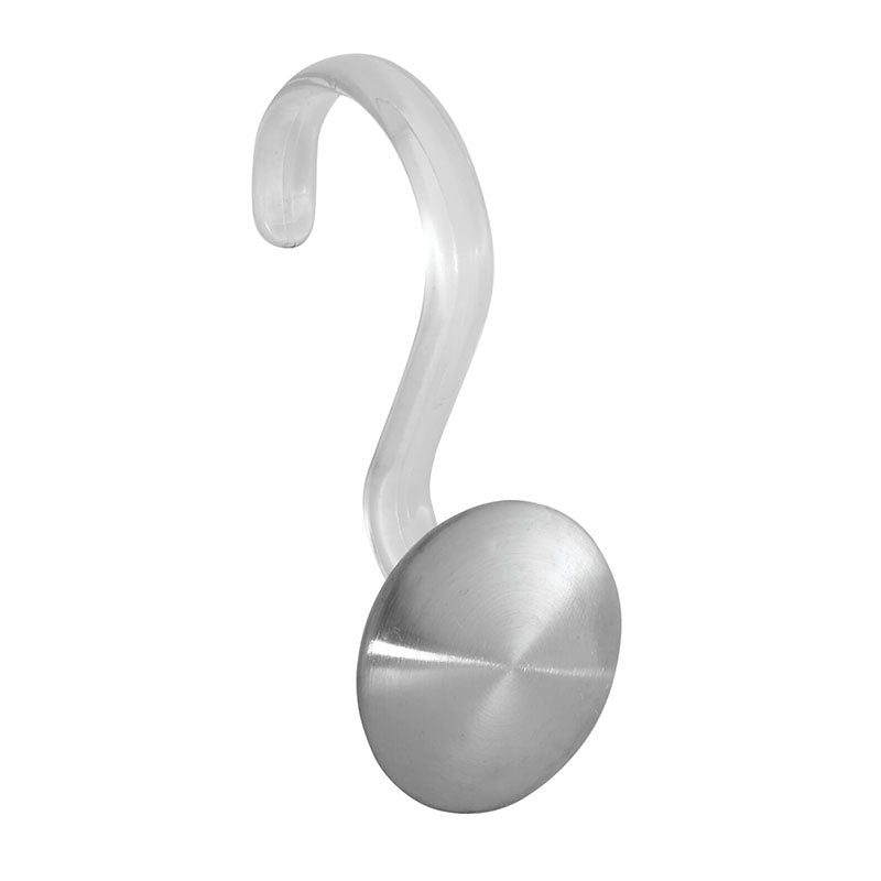 Set 12 ganchos para cortina baño plástico y metal plateado