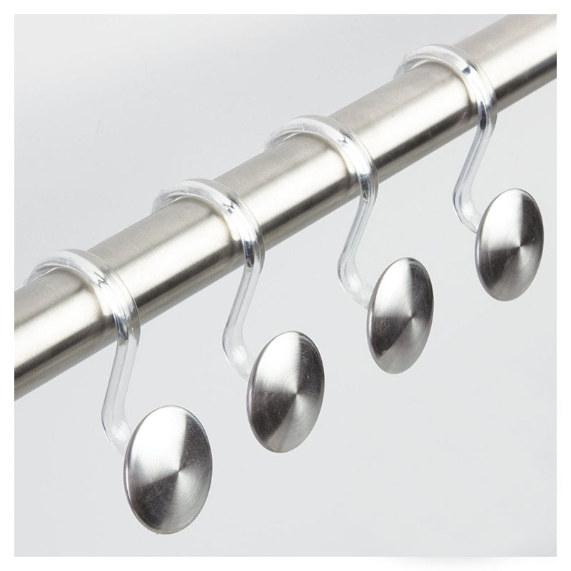 Set 12 ganchos para cortina baño plástico y metal plateado