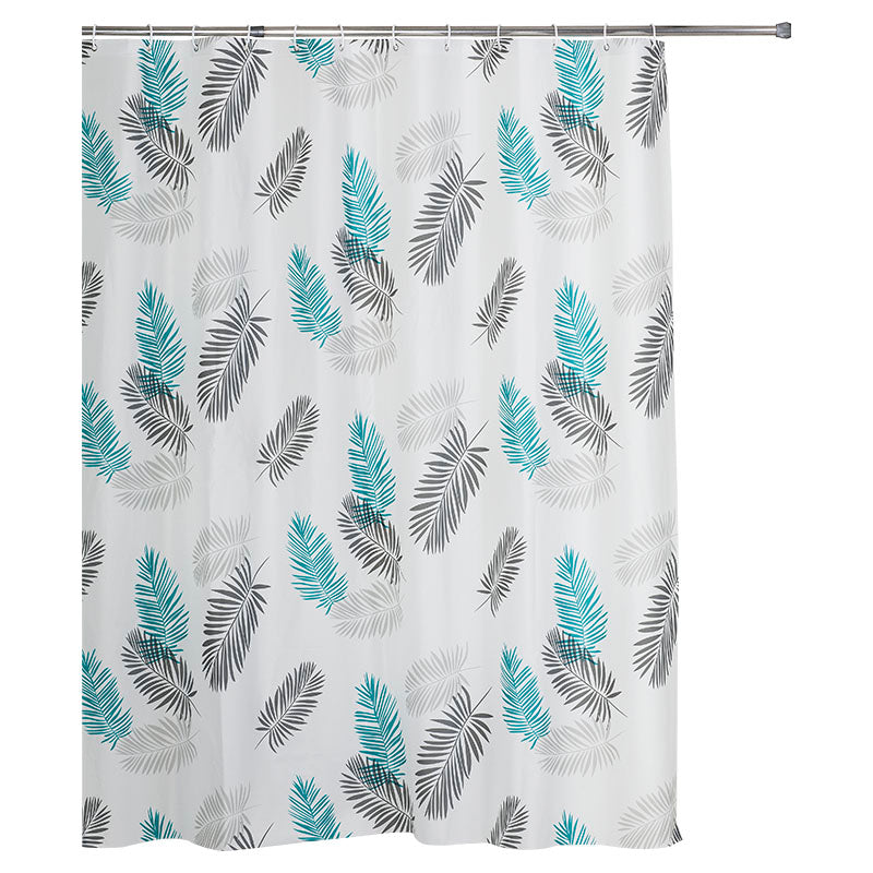 Printed Peva shower curtain set with leaves 183 x 183 cm includes 12 hooks