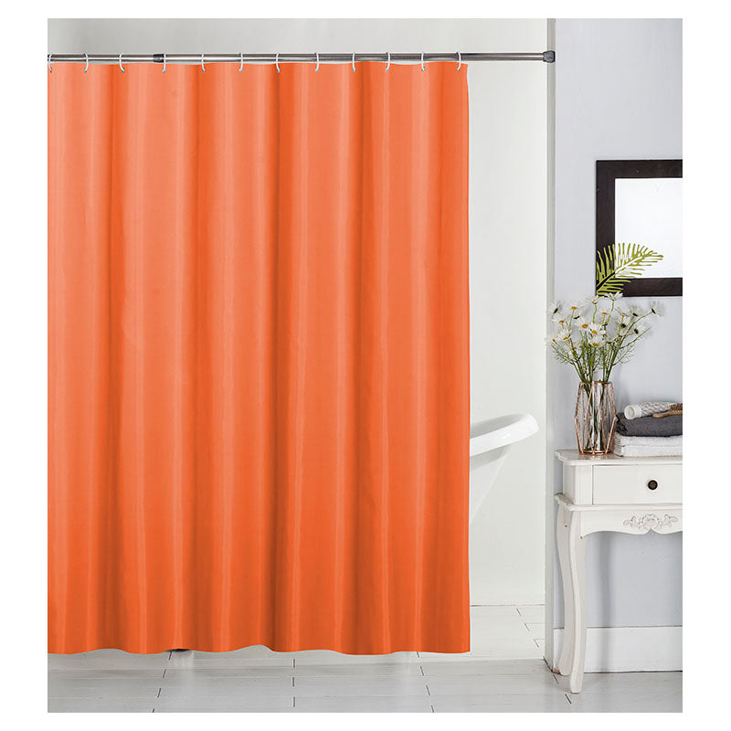 Set cortina de baño poliéster naranja suave 183 x 183 cm incluye 12 ganchos plásticos