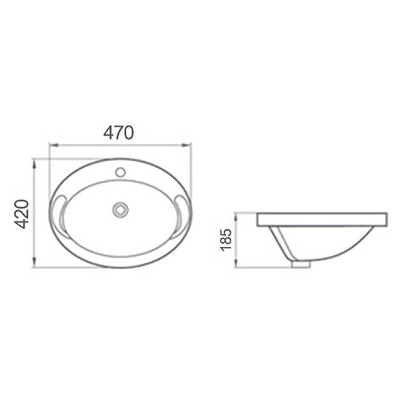 Elsa oval undermount sink, white, 18.5 x 47 x 42 cm