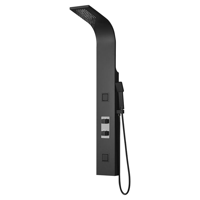 Matte black 3-jet shower panel system 130 x 18 cm