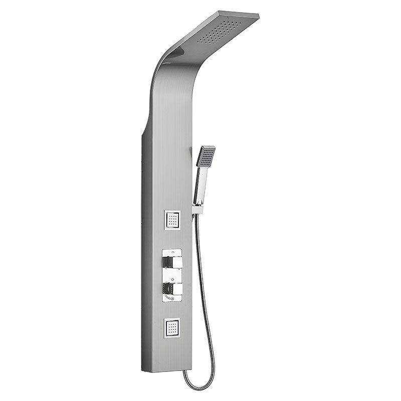 Shower with brushed stainless steel panel Aqua Nuova