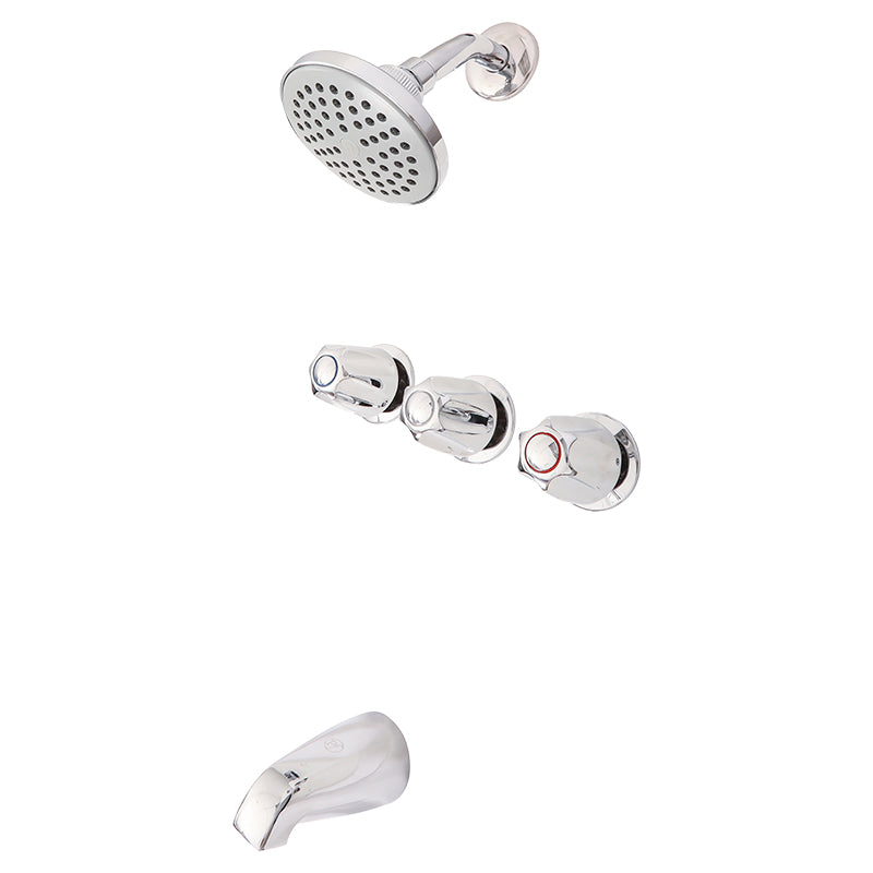 Three-hole shower with foot washer Verv three-handle polished chrome knob type Price Pfister