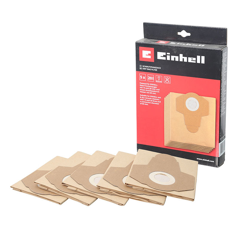 Bolsas de papel para aspiradora Einhell 20 litros 5 uds
