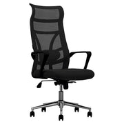 Silla ejecutiva negra con base metálica