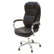 Executive chair in black leatherette with a metal base