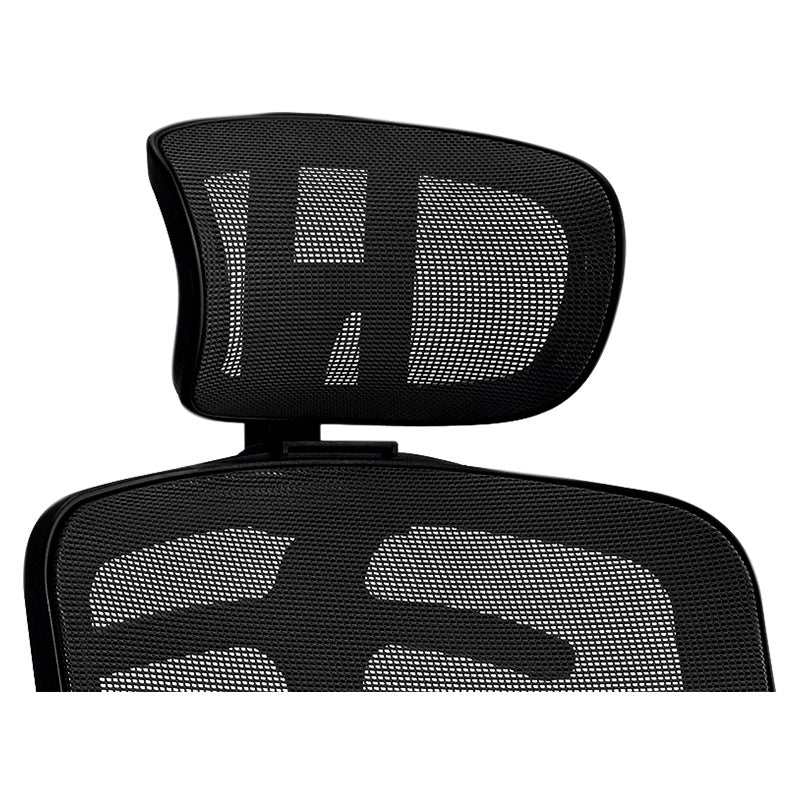 Silla ergonómica negra con respaldar alto y base metálica