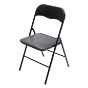 Black vinyl and metal folding chair, 100 kg capacity