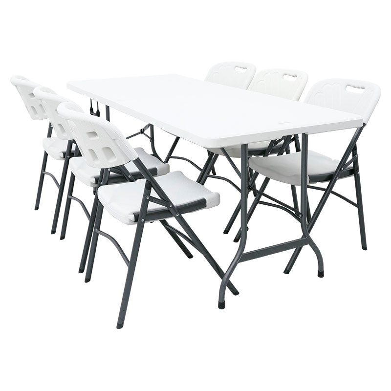 White rectangular folding table 72.5 x 74 x 180 cm capacity 90 kg