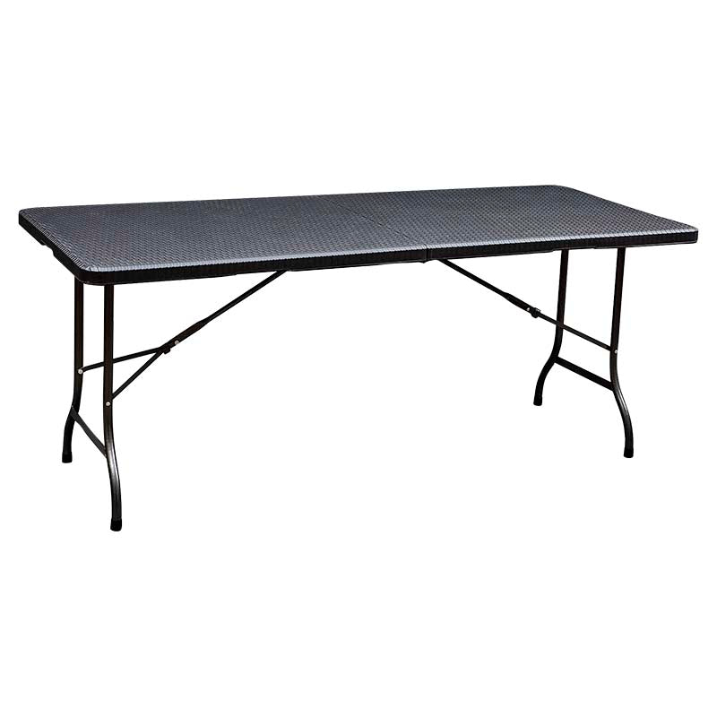 Rectangular rattan-look folding table brown 72.5 x 74 x 180 cm 100 kg capacity