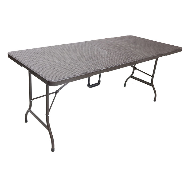 Rectangular rattan-look folding table brown 72.5 x 74 x 180 cm 100 kg capacity