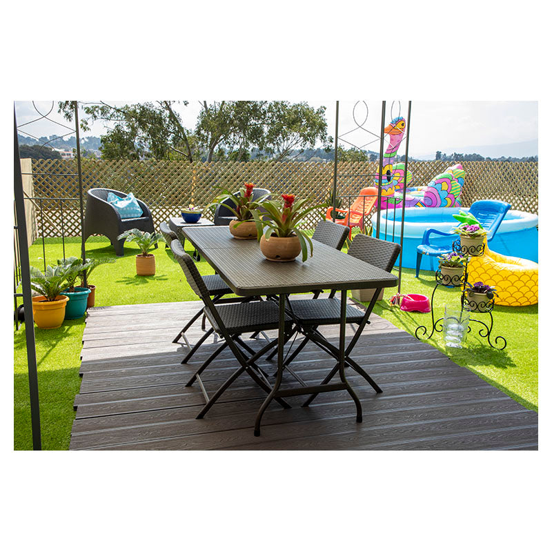 Silla plegable tipo ratán marrón 81 x 44,5 x 56 cm capacidad 300 kg