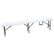 Banca plegable blanca 43 x 25 x 180 cm capacidad 500 kg