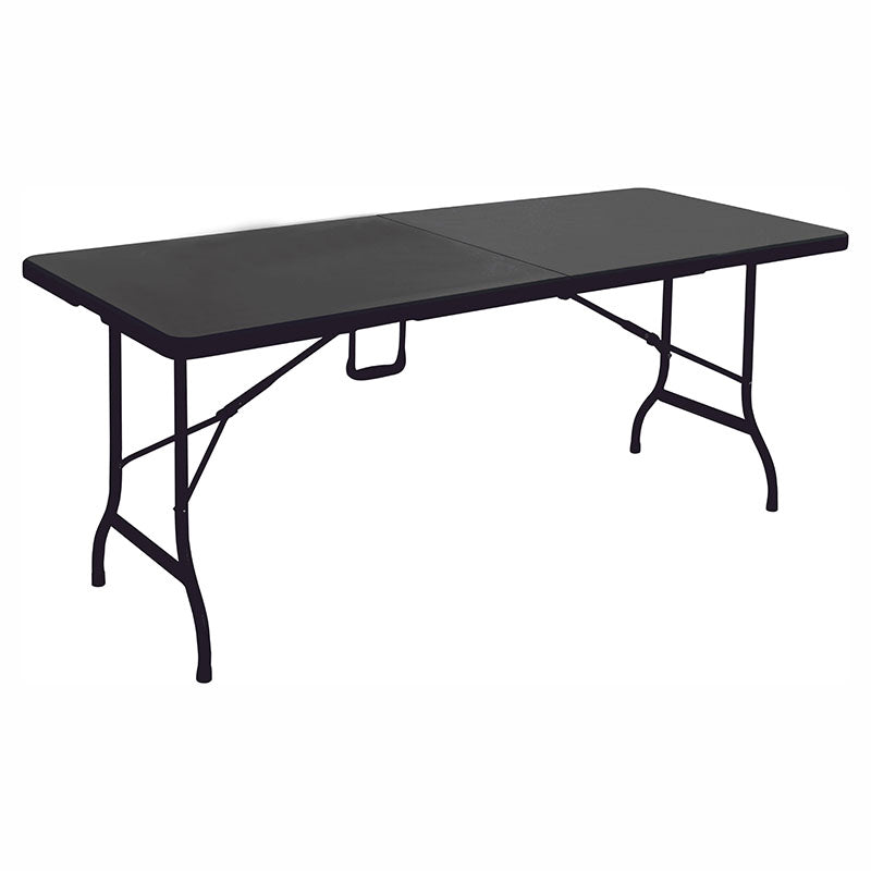 Black rectangular folding table 74 x 75 x 180 cm capacity 100 kg