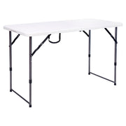 White Rectangular Folding Table 120 x 60 x 90 cm Adjustable Height 80 kg