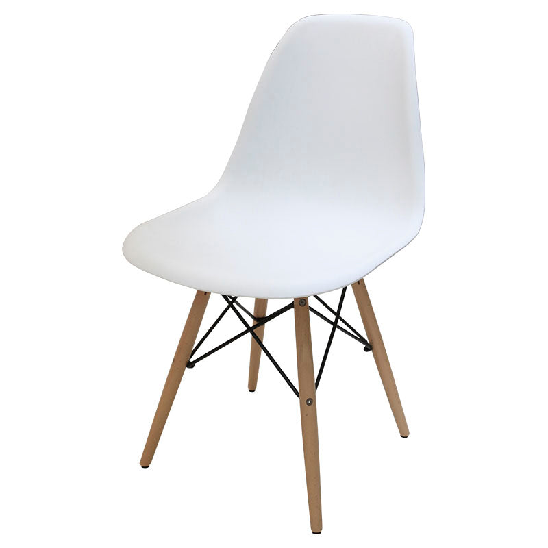 Silla decorativa Eiffel plástico base madera haya blanco soporta 150 kg