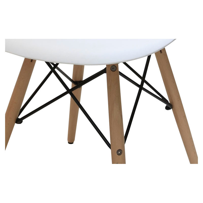 Silla decorativa Eiffel plástico base madera haya blanco soporta 150 kg