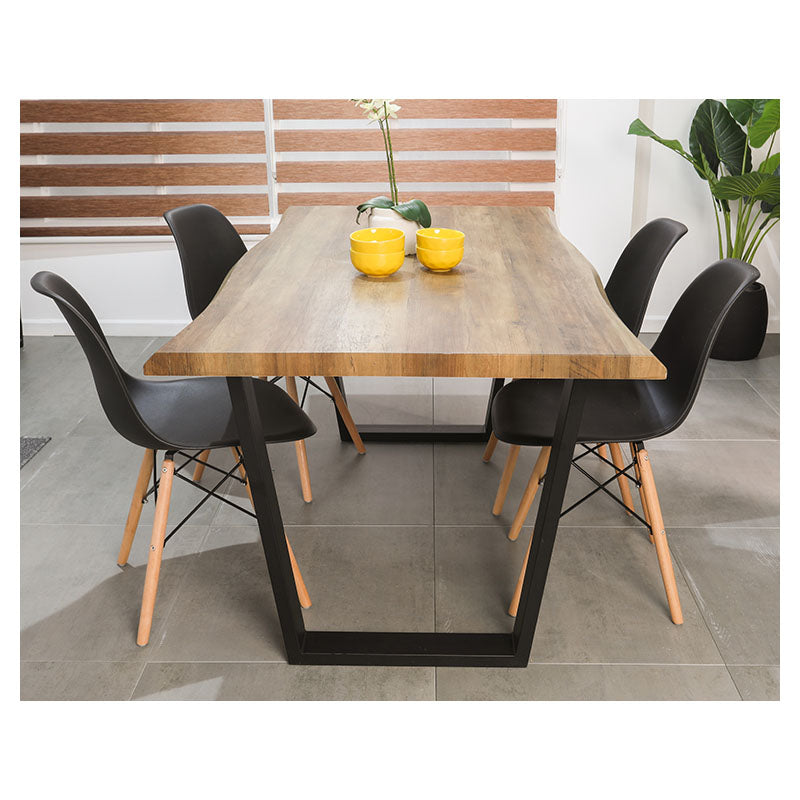 Silla decorativa Eiffel plástico base madera haya negro soporta 150 kg