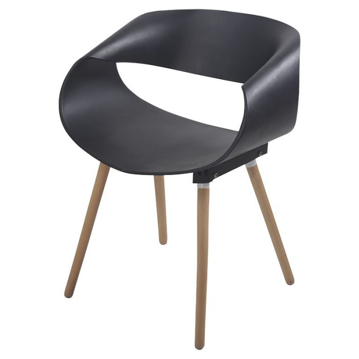 Silla decorativa Acrópolis plástico base madera negro soporta 150 kg
