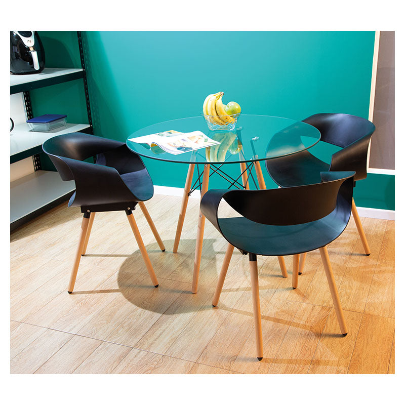 Silla decorativa Acrópolis plástico base madera negro soporta 150 kg