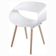 Acropolis decorative chair, plastic with wooden base, white, supports 150 kg