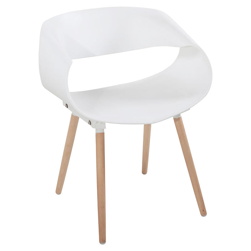 Acropolis decorative chair, plastic with wooden base, white, supports 150 kg