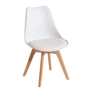 Matte white plastic and wood Eiffel chair 51 x 46 x 82 cm