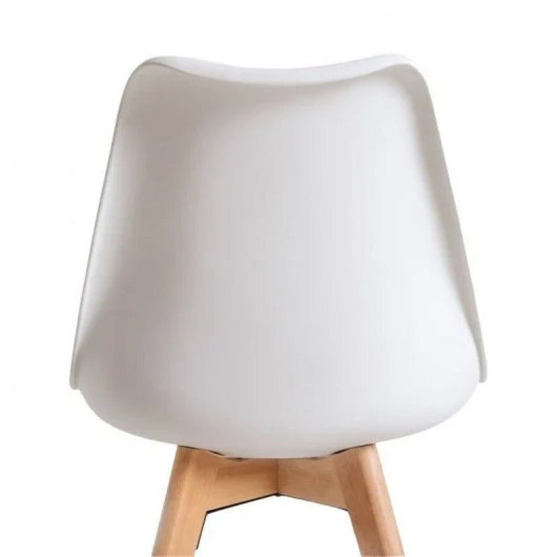 Silla eiffel mate blanca de plástico y madera 51 x 46 x 82 cm